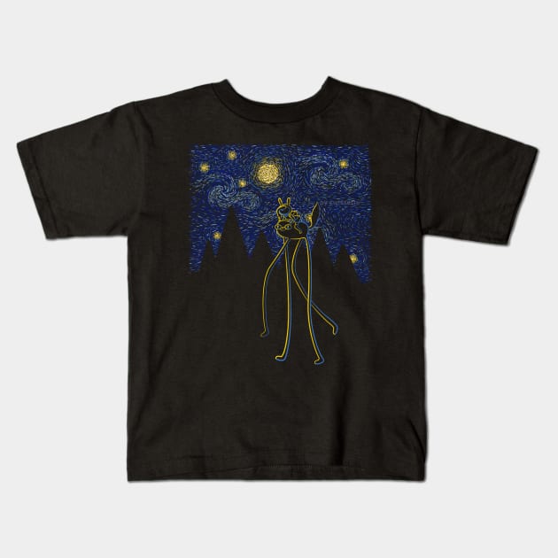 Starry Night Ride Kids T-Shirt by swissette